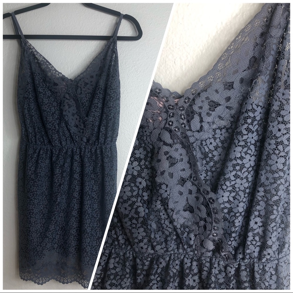 Victoria’s Secret Blue Floral Lace Chemise Medium